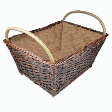 Proutěný koš na dřevo hranatý s jutou